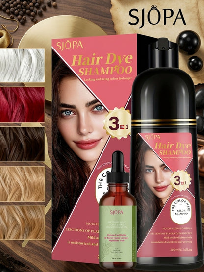 Hair Color Dyeing Shampoo 3-in-1 — Plant Squalane & Glycerin Formula | Colors, Conditions & Cleanses in One Wash | 10 Shades | Easy At-Home Hair Coloring