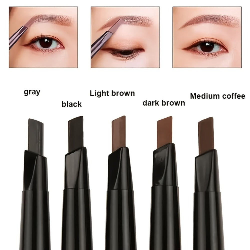 12 pack double ended eyebrow pencil waterproof 5-color natural makeup double ended automatic eyebrow pencil waterproof long effect simple eyebrow pencil and eyebrow brush, perfect gift for Mother's Day