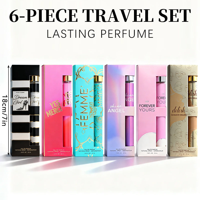 6-Piece Travel Set, Women's Eau De Parfuma Spray, Long Lasting Fragrance, 6 Different Flavor, Perfect For Holiday Gifts, Dating, Daily Life, Parties, 1.18 Fl Oz/bottle