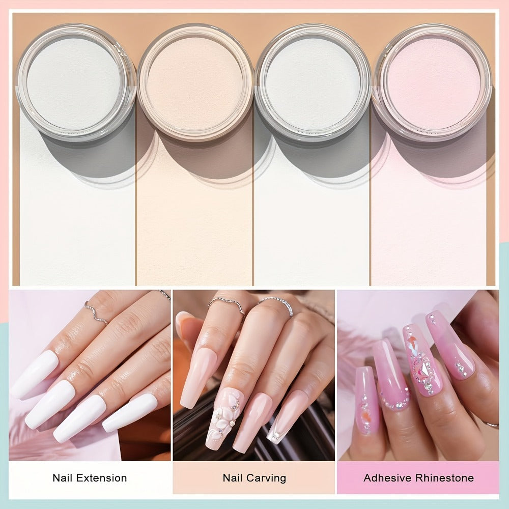 4oz Professional Transparent/Pink/White/Nude Beige Acrylic Nail Powder Suitable for Acrylic Nail Extensions & 3D Nail Art, No Lamp Required Polymer Powder for DIY Nail, Suitable for Nail Sculpting, Polishable for - Use