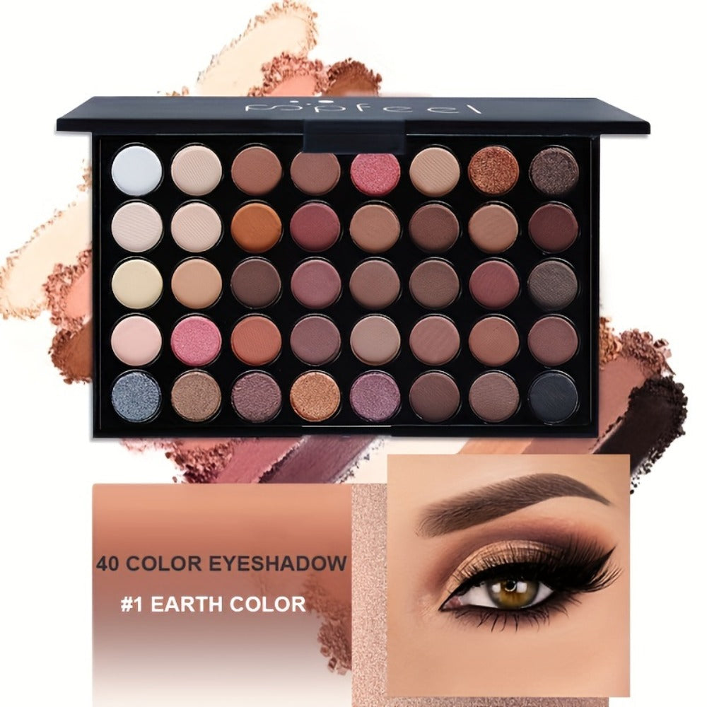 Eye Shadow Palette 40 Shades Makeup Gift Set with Brush Eyeliner Eyebrow Pencil – Beginner Friendly Beauty Kit for Valentine's Day, Birthday & Everyday Glam