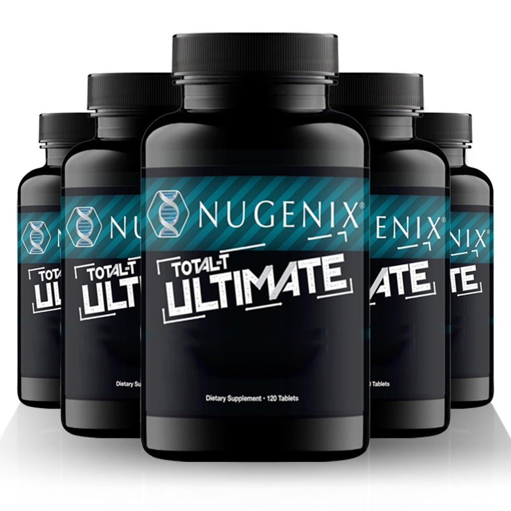 5 Bottles - Total-T Ultimate - with Horny Goat Weed, D-Aspartic Acid, Tribulus, Maca, Stinging Nettle - Supplement, Mood Support