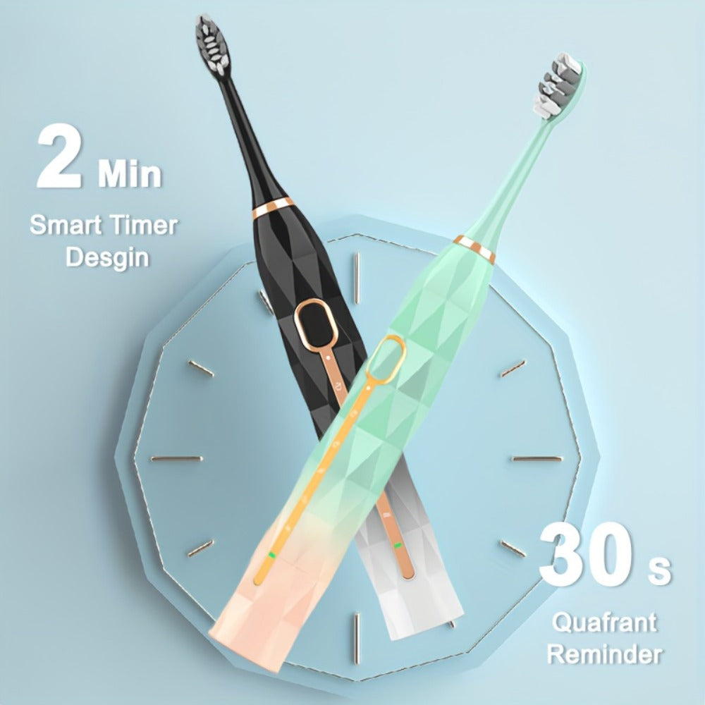 Sonic Electric Toothbrush IPX8 Waterproof with 8 Replacement Brush Heads, USB Rechargeable 500mAh, Metal Shaft, Travel Case & Toothbrush Holder, for Adults Men & Women, 5 Color Options