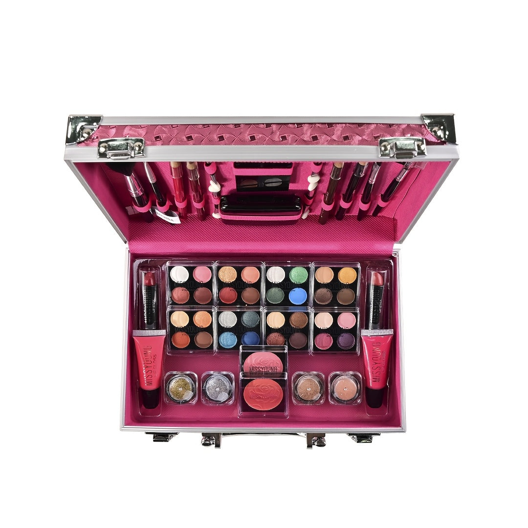 56pcs Professional Makeup Set | Includes Eyeshadows, Lipsticks, Blushes, Lip Glosses, Eyebrow Pencils, Glitter Powder, and Makeup Brushes - Ideal for Beginners, Christmas Stage Makeup, Holiday Gifts, Wedding Makeup