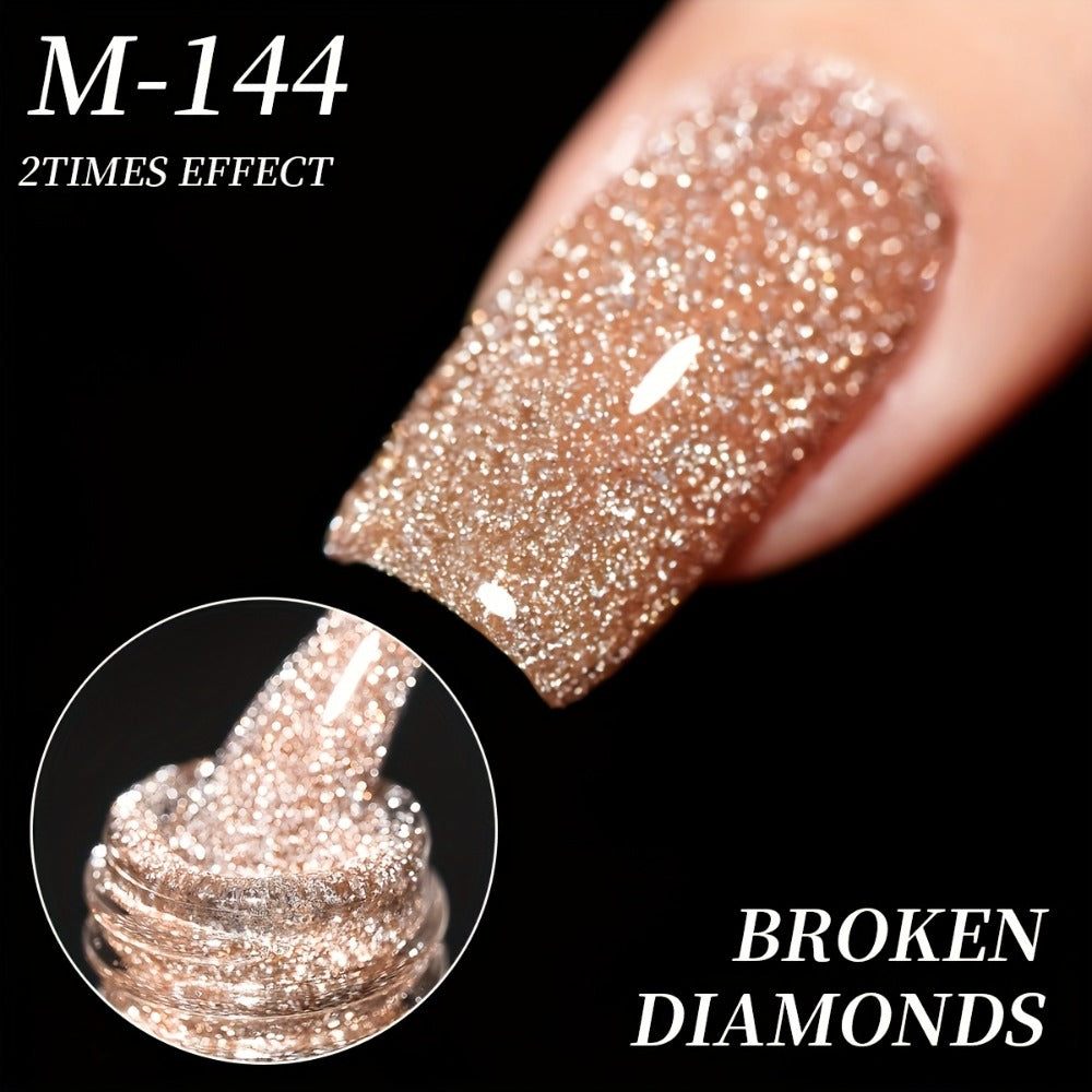 Glitter Gel Nail Polish Set 5 Colors Pastel Sparkling Diamond Shimmer Soak-Off LED UV Gel Varnish Nail Art Kit Photo Frame Bottle Spring Summer Manicure Salon Home Gift for Women
