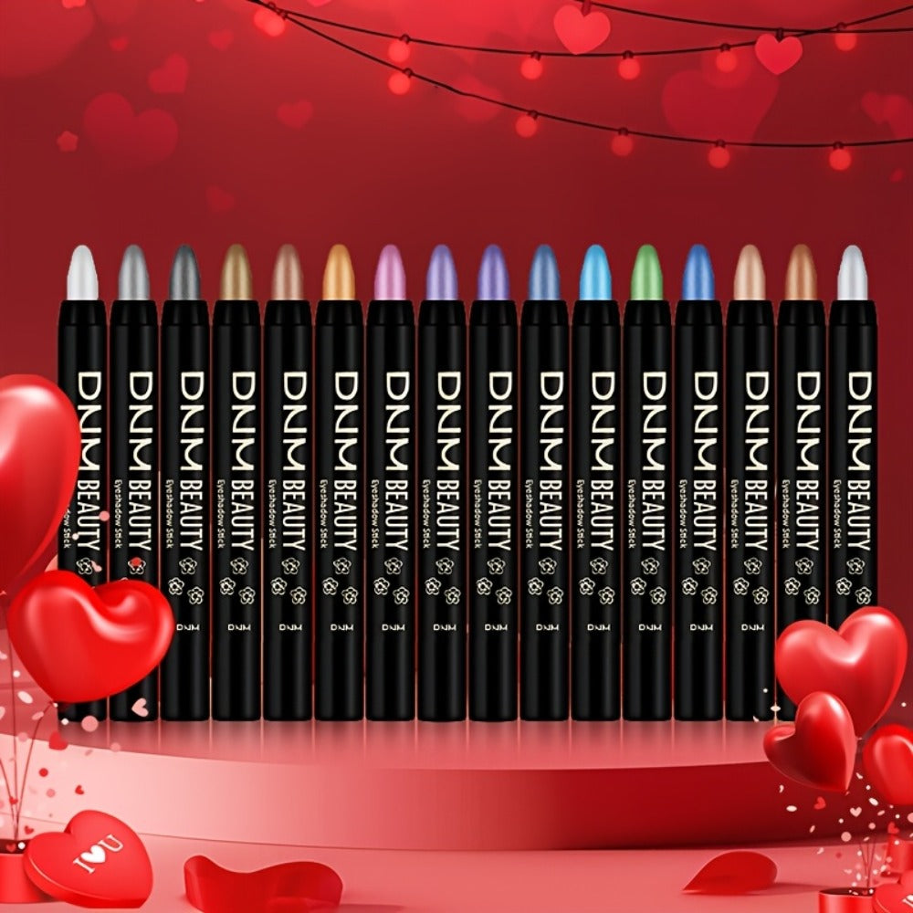 Eyeshadow Stick 16pcs Pearl Shimmer Matte Gel Eyeliner Pencil Set High Gloss Multi Color Blendable Eye Makeup for Women Party Holiday Valentine Gift