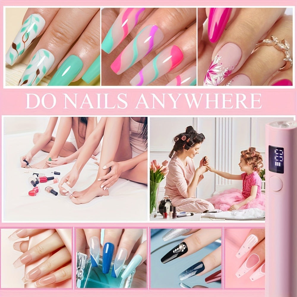 Portable LED Nail Lamp, Quick-Dry Gel Polish Device with Digital Display, Rechargeable Lithium Battery, USB Charging, Formaldehyde-Free Plastic Nail Dryer for Manicure And Nail Art, Nail Art Tools, Nail Art Accessory