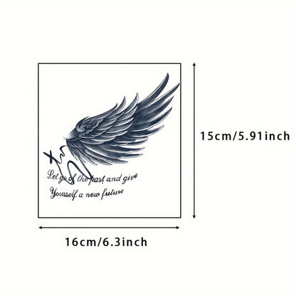 Semi-Permanent Tattoo Stickers 6 Large Sheets | Herbal Formula Lasts 7-15 Days Waterproof Friction-Resistant | Realistic Compass Wings Anchor Body Art | Pain-Free Fake Tattoo for Men Women