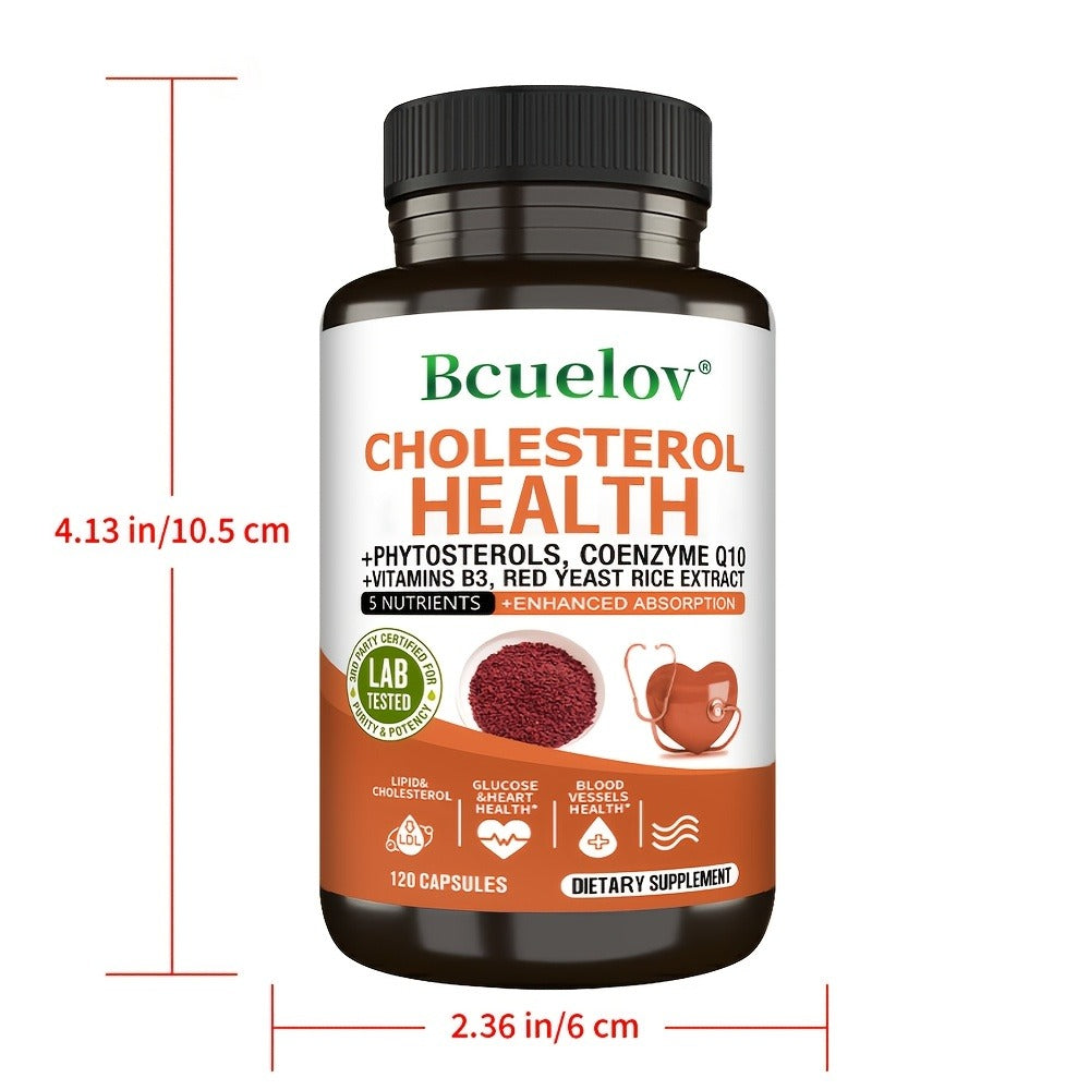Cholesterol Health Supplement - Contains Phytosterols, Coenzyme Q10, And Red Yeast Rice Extract to Support Heart Health - 120 Capsules