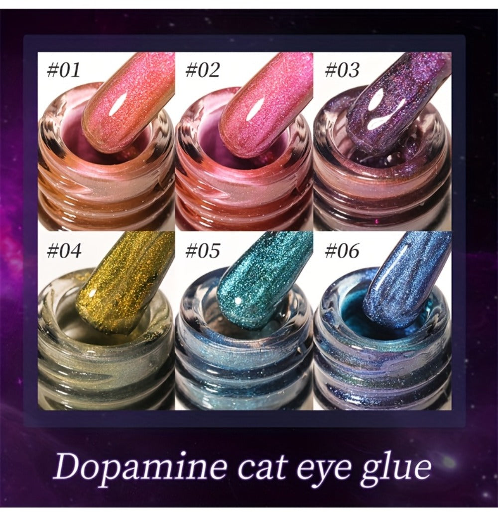 XEIJAYI Photo Frame Bottle Dopamine Cat Eye 6pcs--- Ultra-Bright Dopamine Series Cat Eye Gel Set with, Spring-Summer Fashion Nail Art Kit for Salon DIY Design, Shiny Glossy Stylish Cat Eye Art for Salon Manicure
