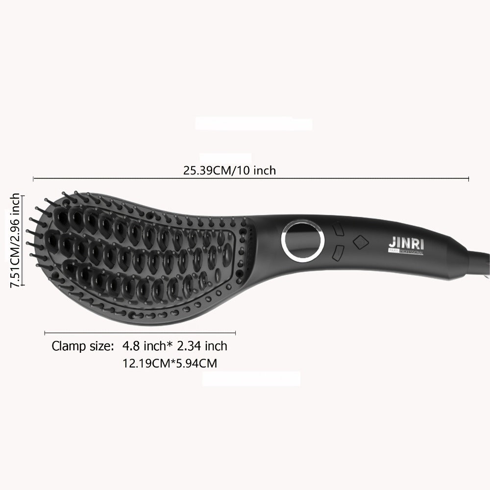Hair Straightener Brus, 30S Fast Ceramic Hair Straightener Comb & Iron with Anti-Scald, Travel & Salon, Best Soft Round Touch Body for Home, Black