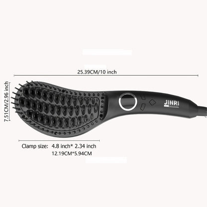 Ceramic Hair Straightener Brush 30 Sec Fast Heat Anti-Scald Straightening Comb with Soft Touch Body for Home Travel Salon Use Women Gift Black