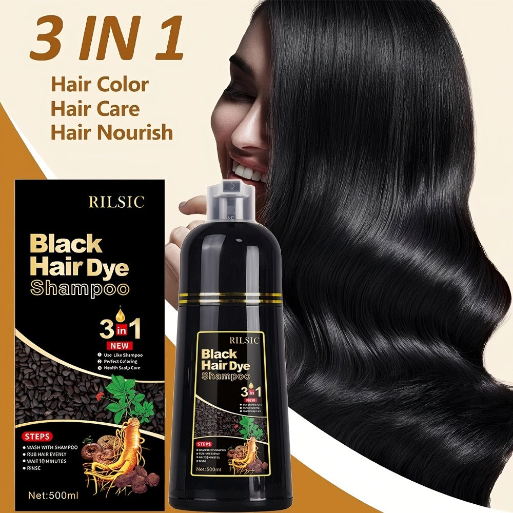 16.91oz Herbal Natural Hair Dye Shampoo for Grey Hair, 3 in 1 Instant Hair Color Shampoo, Care Shampoo, Color Your Hair in Minutes, Fluffy And Smooth Summer Formula for Both Men And Women