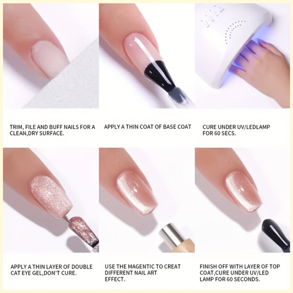Shooting Cat Eye - Popular Ultra-Bright Cat Eye Nail Gel. Glossy, Stylish Salon-Grade Gel Polish with Vivid Dazzling Cat Eye Effects. Perfect for Nail Art, LED/ Lamp Required