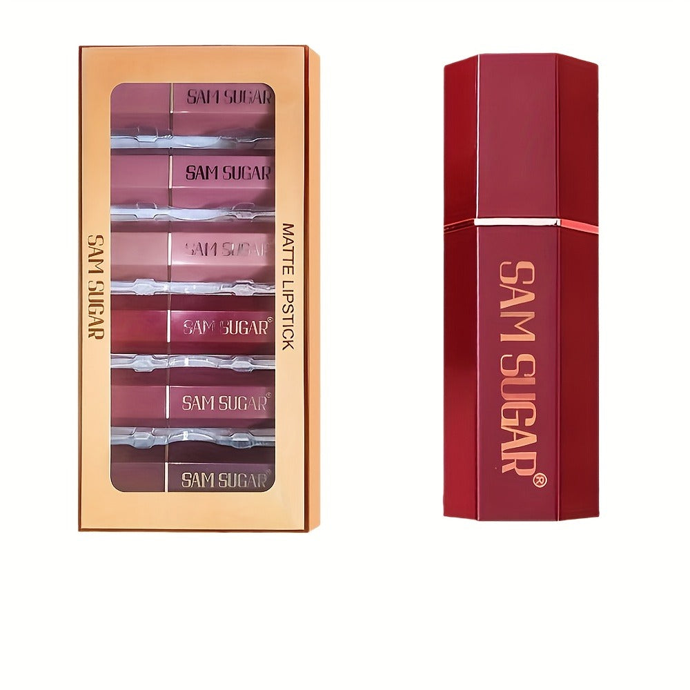 Lip Gloss Set Velvet Finish Moisturizing Lipstick 6pcs - Long-Lasting Hydrating Shiny Lip Balm Vibrant Berry Mixed Shades for All Skin Tones Everyday Makeup