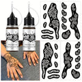 for. INK Premium Body Art Stencils: 2-Pack with Coffee Dye Ink And Flash Spray - Hollow Templates for DIY Freehand Ink Tattoos Designs