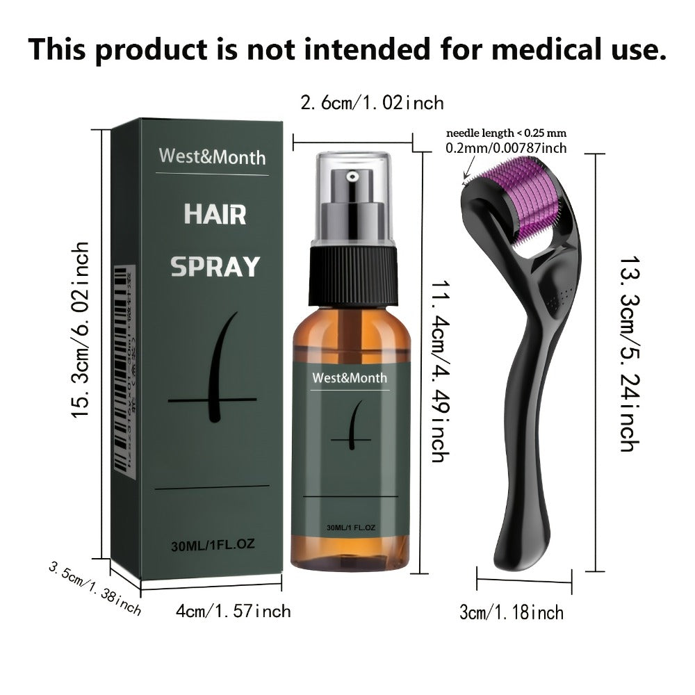 30ml/1fl.oz Beard Spray Set (Spray + Microneedle Roller), Needle Length < 0.25mm, Contains Ginseng and Ginger Extracts, Provides Sufficient Moisture for the Beard, Derma Roller, This Product Is Not Intended for Use