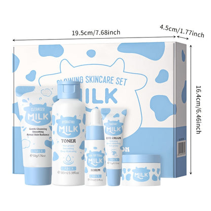 Milk Extract Skincare Set 5pcs Niacinamide Alpha-Arbutin Vitamin E Brightening Moisturizing Dry Normal Skin Gift Valentine Mother Day