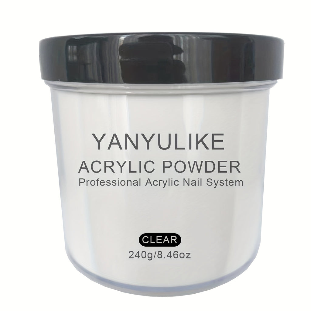 Professional 8oz Acrylic Nail Powder for Instant Nails- No/ Lamp Required, Quick- Powder Suitable for Extensions, 3D Nail Art & Carving (Transparent, White, Pink, Naked Beige)