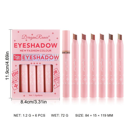 Eyeshadow Stick Set 6pcs Two-Color Dual-Ended Waterproof Eye Shadow Pencil - Non-Fading Smudge-Proof Blendable Shimmer Matte Eyeshadow for Beginners Gift
