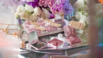 Compact Mirror Wedding Favors Bulk - 30 Sets Rose-Shaped Portable Purse Mirrors with Thank You Tags & Organza Bags, Bridal Shower Bachelorette Party Graduation Gift for Guests