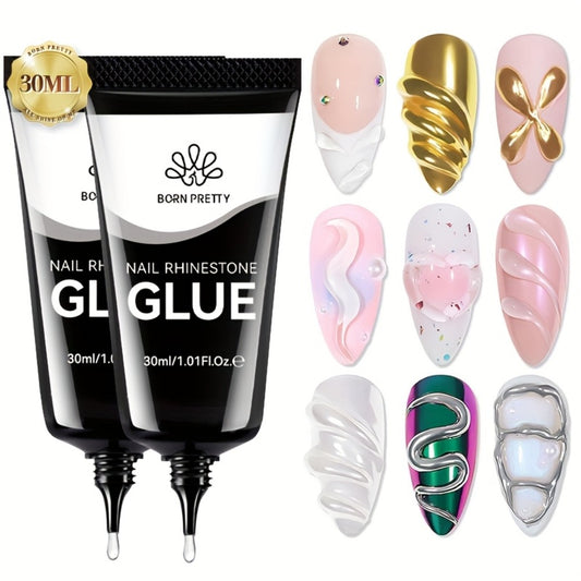 Nail Rhinestone Glue Gel 1.01oz Strong Bond Nail Charm Adhesive 3D Nail Art Decoration Glue for Gems Crystals Bling Nail Supplies