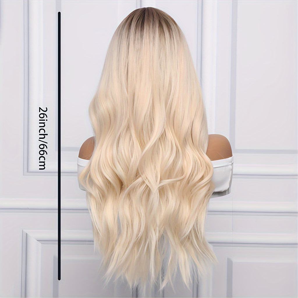 Long Curly Wavy Wig with Bangs Synthetic Wig Beginners Friendly Heat Resistant Elegant for Daily Use Wigs for Women