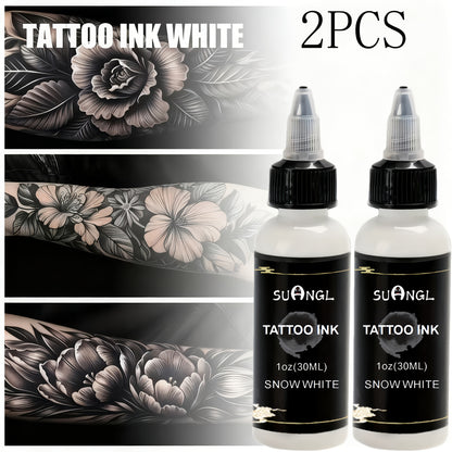 Professional Tattoo Ink Black & White 1.01oz — High Brightness Fine Particle Formula, Needle-Compatible Permanent Body Ink for Tattoo Machines, Studios & Hobbyists