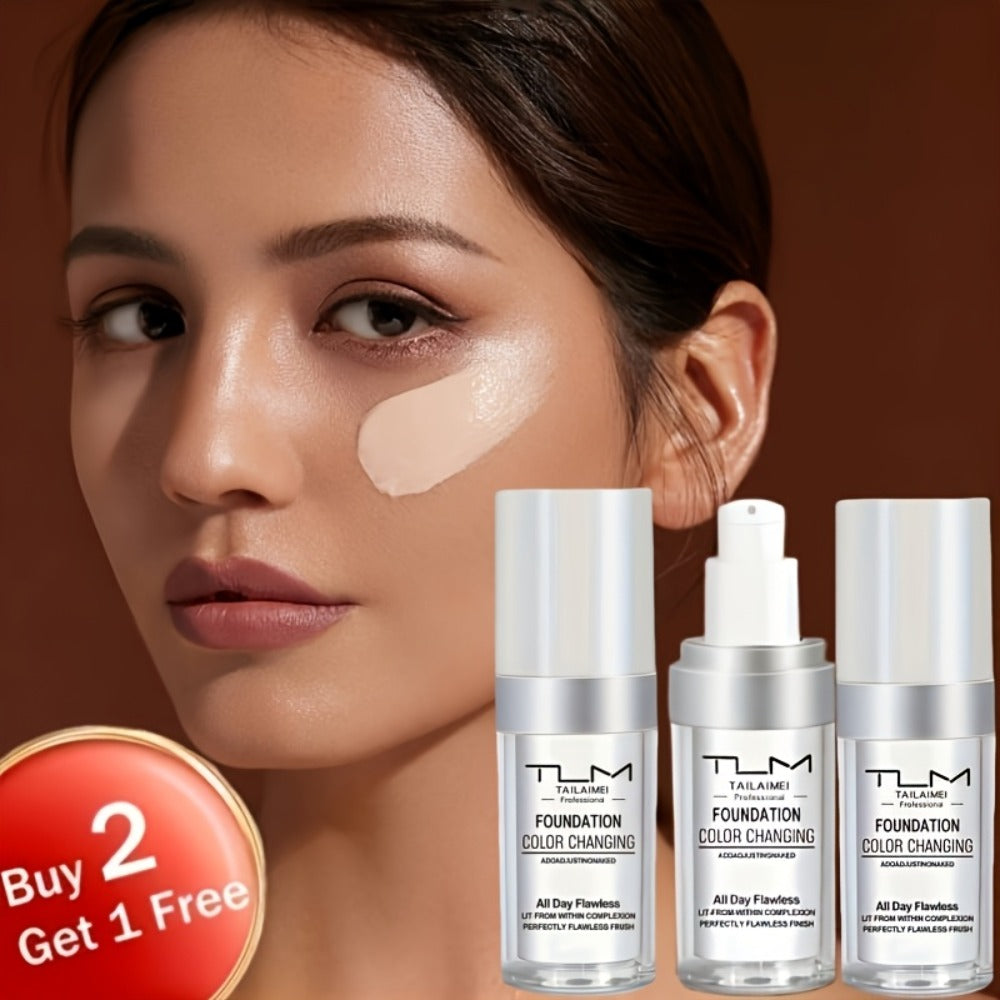 Purchase Two And Receive One at No Cost (3pcs)/Tum TLM Temperature Foundation, Color-Shifting BB Cream Base Makeup, Smooth Application Without Clumps Or Powder Buildup, Perfect End, Great Gift for Mother'S Day And Valentine'S Day