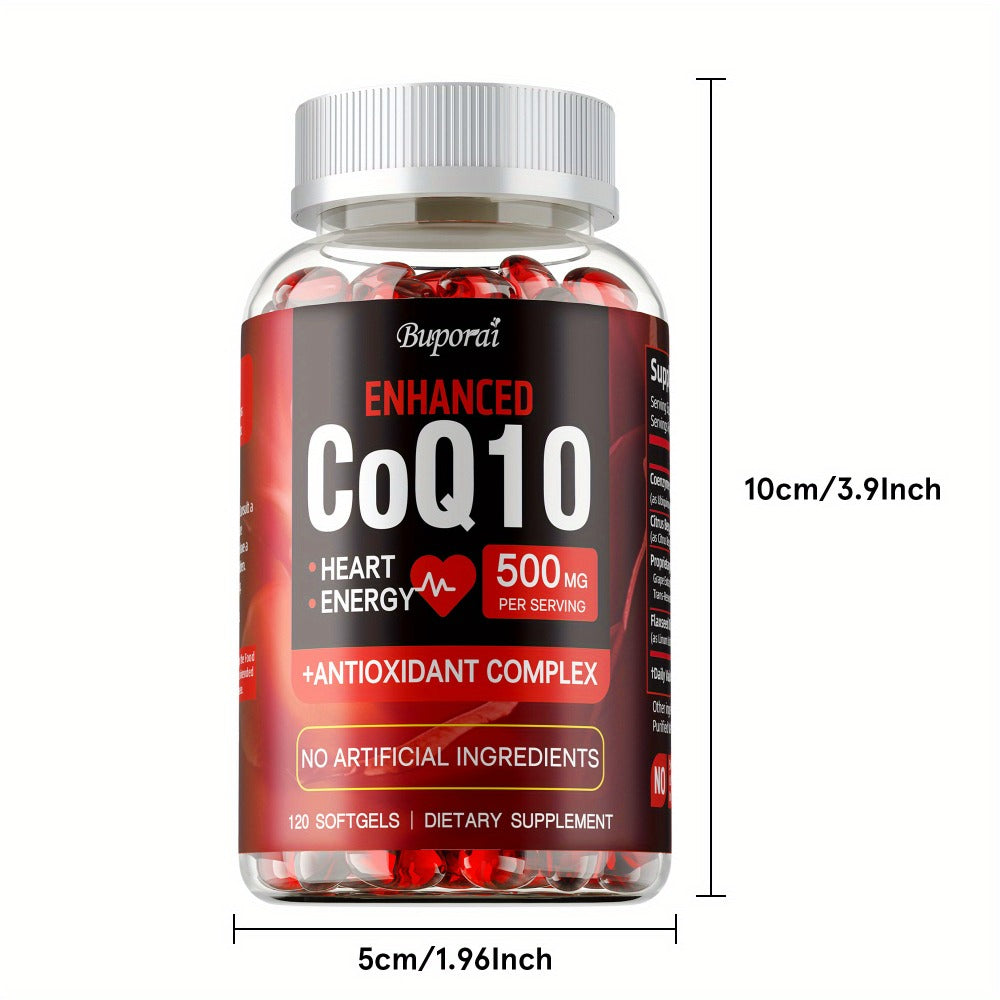 CoQ10 - with Citrus Bergamot, Cardiovascular, Brain & Heart Health Supports, Supports Energy Production, Rich in Antioxidant - 120pcs
