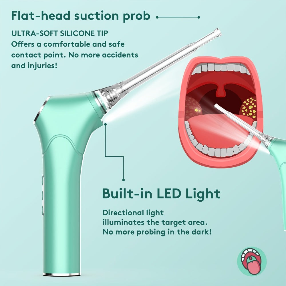 Tonsil Stone Remover Electric Vacuum Kit — Built-In LED Light, 3 Suction Modes, 5X Magnifying Mirror, Oral Irrigator for Effective Tonsil Stone Removal at Home