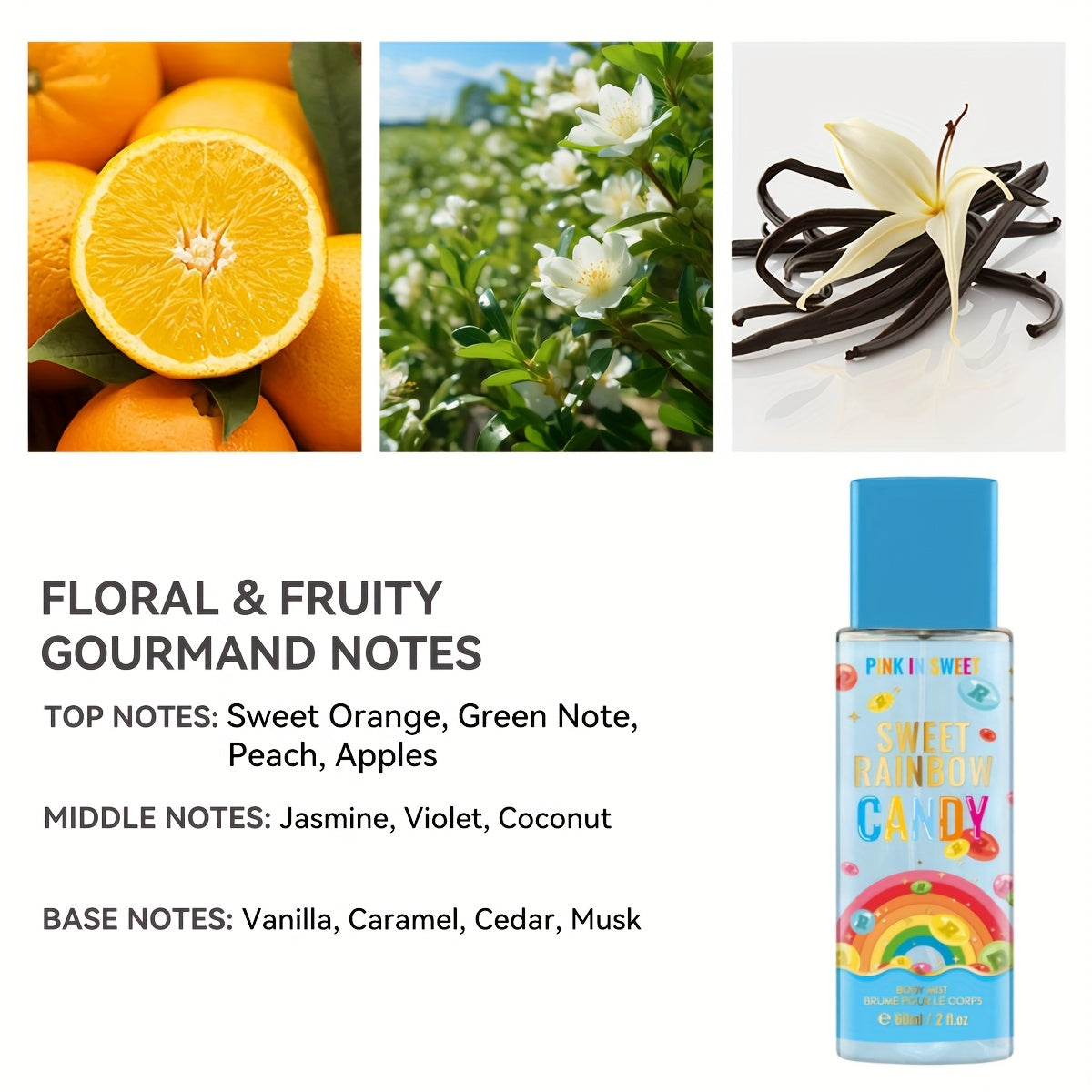 4pcs Gift Set - Women Body And Hair Spray 2Fl.Oz Each - Sweet Fragrance Perfume Spray Long Lasting Fresh Scent Fragrance Date Party And Gift