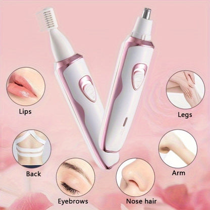 Women's Electric Shaver 4-in-1 Rechargeable Grooming Kit - Hair Remover Eyebrow Trimmer Nose Hair & Bikini Trimmer for Face Legs Underarms Painless