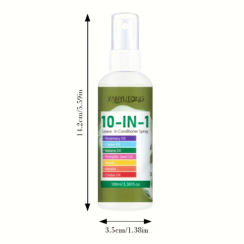 10-in-1 Hair Treatment Spray — Argan Oil Batana Rosemary Anti-Breakage Split End Repair, Softens & Adds Shine for Dry Hair, Fragrant 100ml