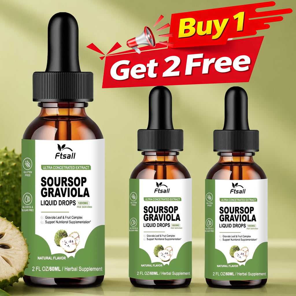 Ftsall Soursop Bitters 1800mg High Absorption Soursop Graviola Liquid Drops Gluten Free 2fl.oz Soursop Leaf Drops