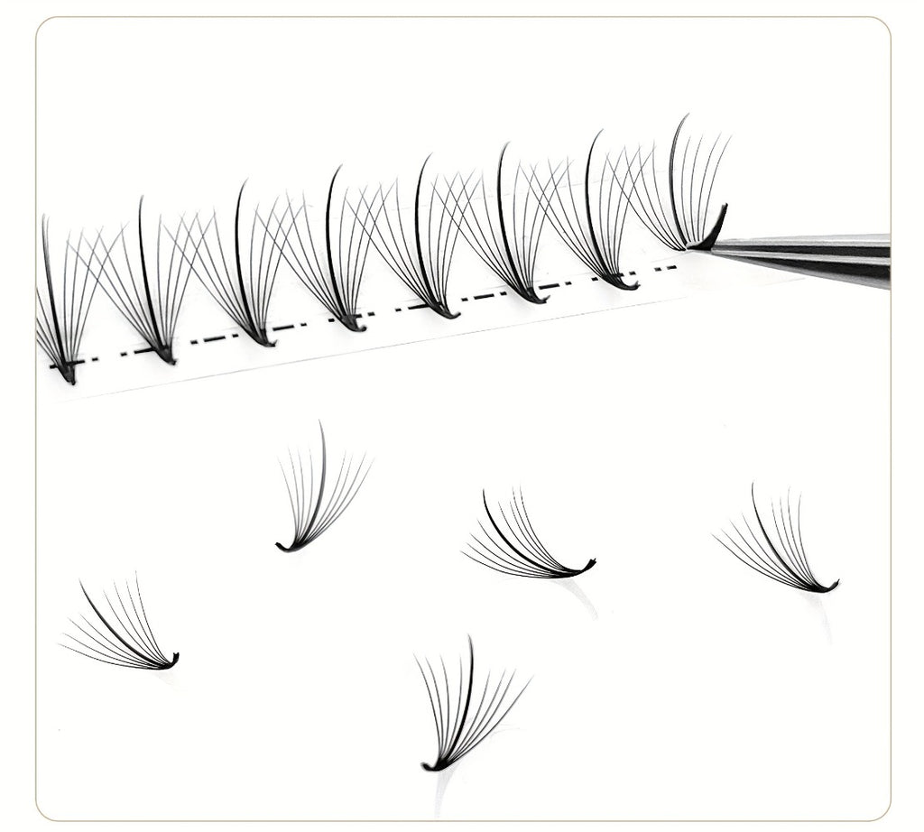 CoMango 120Fans Premade Wispy Fan Lashes - 5D/7D/9D Volume, Individual Sandwich Faux Mink Spike Stem, Fluffy Pointy Base, Natural Look, Options for Beginners, Beginner Eyelash Extensions, Fluffy Lash Extensions, Curlable Lashes Durable Adhesive