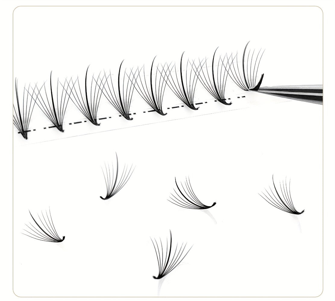 CoMango 120Fans Premade Wispy Fan Lashes - 5D/7D/9D Volume, Individual Sandwich Faux Mink Spike Stem, Fluffy Pointy Base, Natural Look, Options for Beginners, Beginner Eyelash Extensions, Fluffy Lash Extensions, Curlable Lashes Durable Adhesive