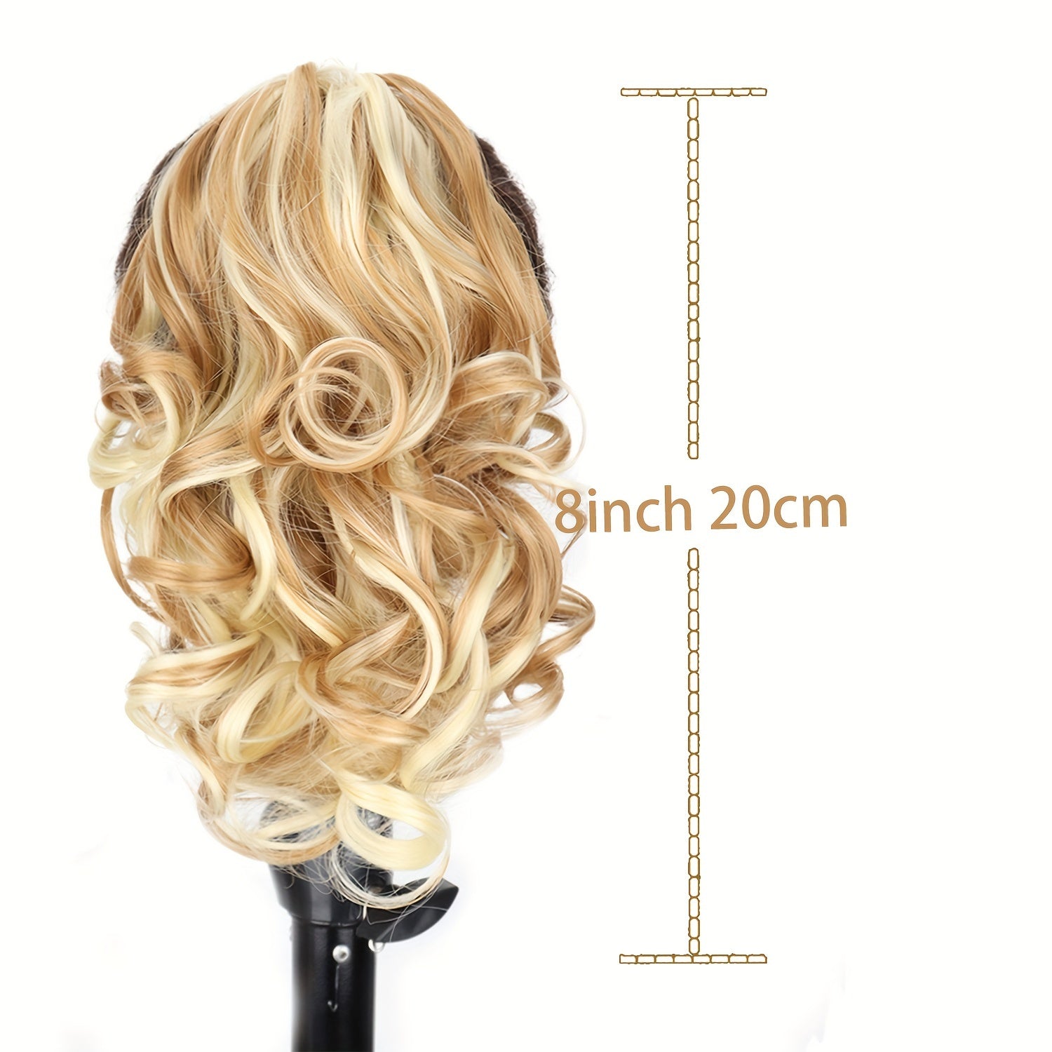 Chic 8-Inch Claw Clip Ponytail Extension - Heat Resistant Synthetic Hair for Women, Perfect for Casual Attire & Halloween