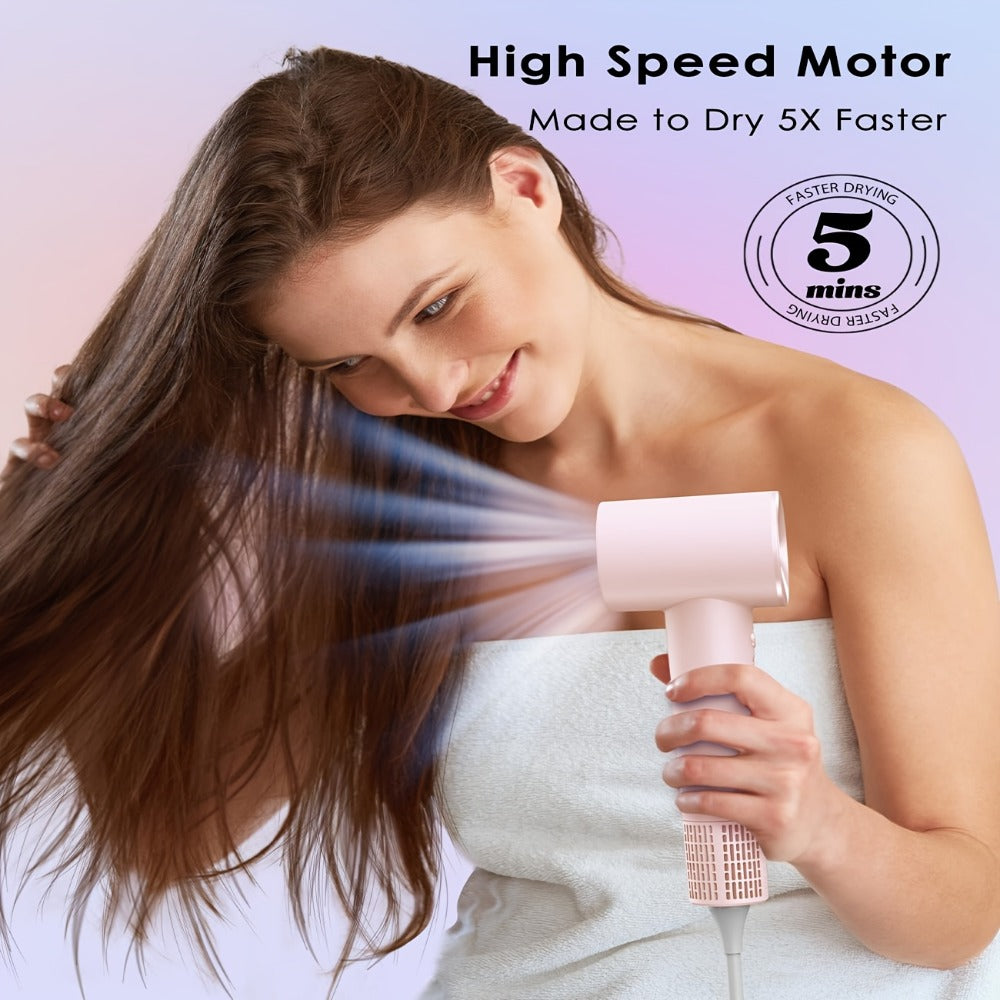 Ionic Hair Dryer, High-Speed Blow Dryer - 110, 000 RPM Brushless Motor, 500 Million Negative Ions, Ultra-Light & Small, Smart Temp Control, Quiet Hairdryer for Women, Ideal for Travel, Home