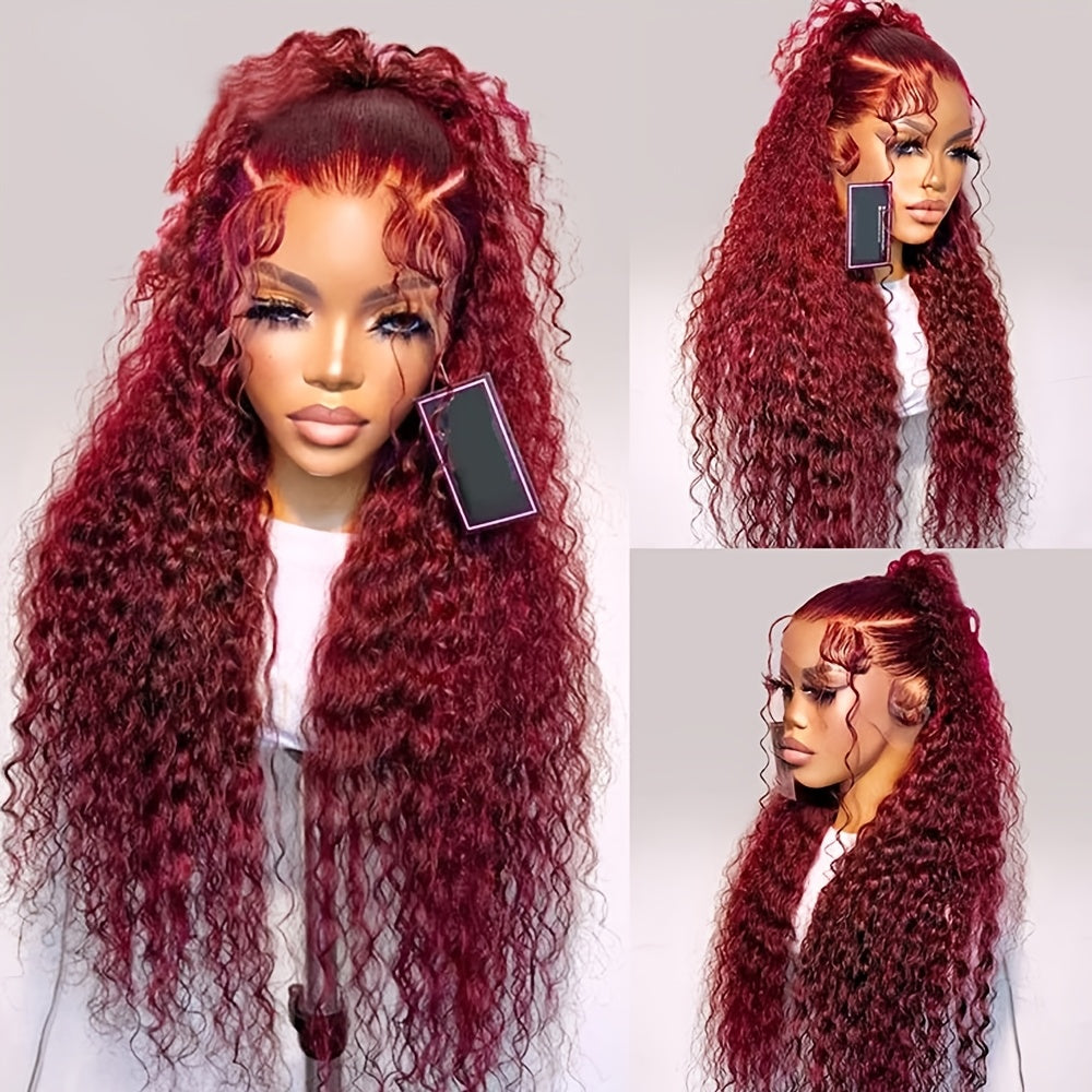 Red Curly Lace Front Wig Red 13x4 HD Lace Front Wig Premium Curly Hairpiece for Women with 13x4 Transparent Lace Frontal Wig Deep Part Loose Curly Bright Red Lace Front Wigs Deep Curly Wet and Wavy Glueless Lace Wig 180% Density Colored Wigs