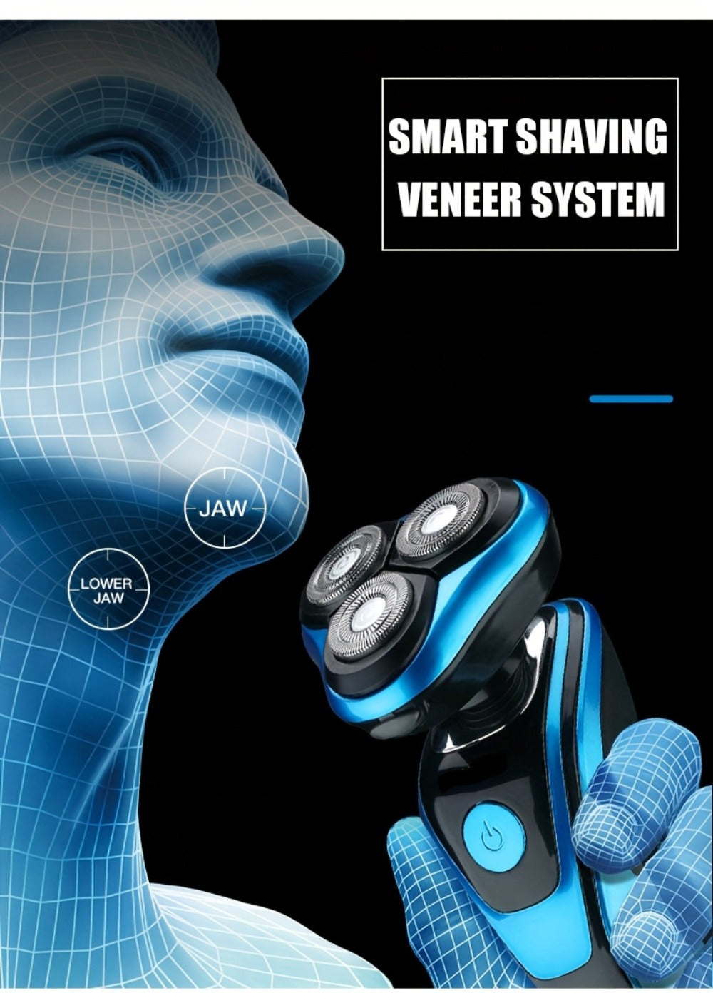 Electric Shaver for Men 3-in-1 USB Rechargeable Floating Blade Nose Hair Trimmer Sideburn Trimmer Digital Display Portable Grooming Kit Gift for Men Black Blue