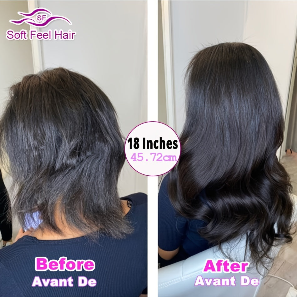 [Human Hair Extensions] Body Wave Clip in Human Hair Extensions 8pcs/Set Natural Color Clip Ins Human Hair 12-26 Inches 120G/Set