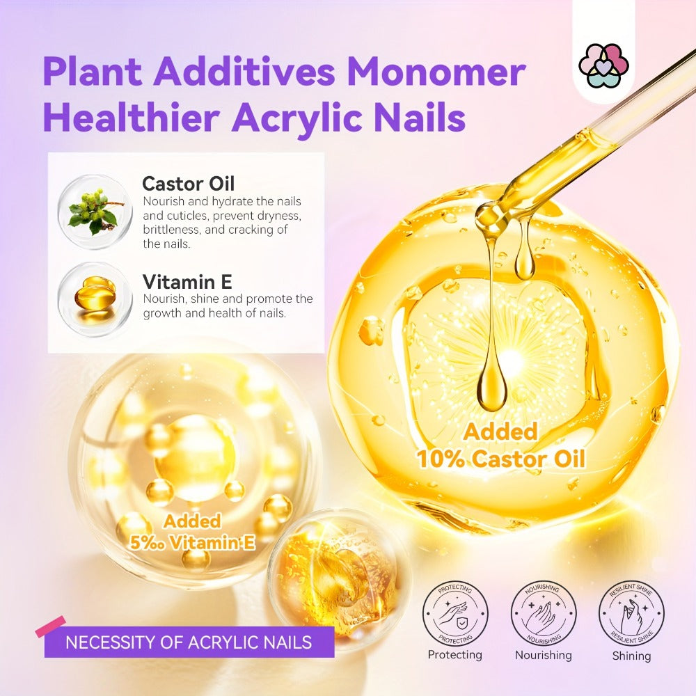 SAVILAND Salon-Grade Odorless Acrylic Liquid Monomer (8Oz) - Castor Oil & Vitamin E Enriched Formula with Complete Nail Kit (Brush/Dappen Tray/Mat), Low-Fume EMA Technology for Healthy Nail Art 2025