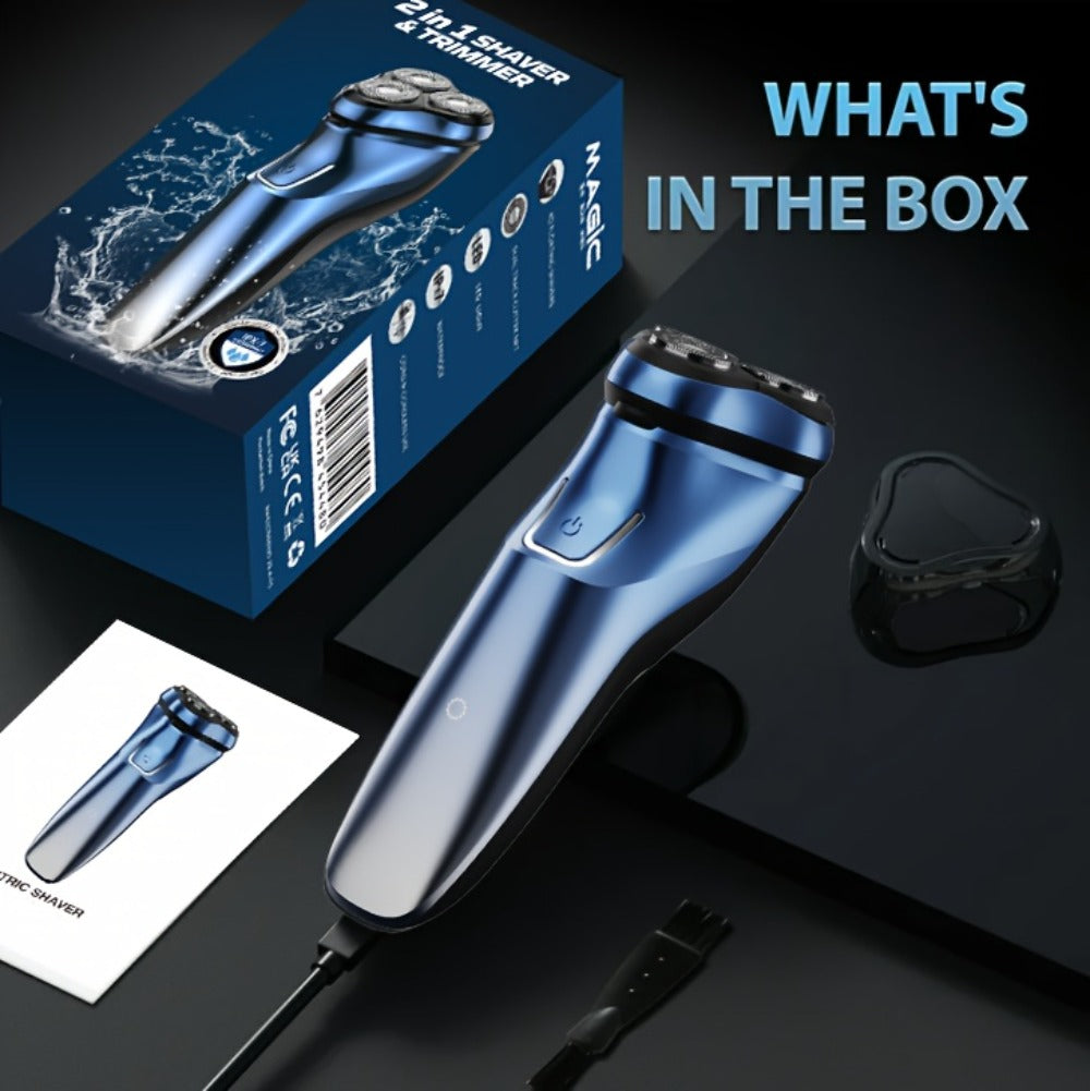 Rechargeable Electric Shaver And Trimmer for Men - Travel Razor for Close Shaving with Pop-up Trimmer, 1-Hour Fast Charge, & Easy Clean - Ideal Gift for Father/Husband/Boyfriend
