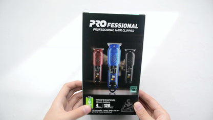 Hair Clippers for Men - Electric Hair Trimmer with LCD Display, Retro Transparent Body, USB Rechargeable Beard Trimmer for Pompadour Styles, Red Black Blue