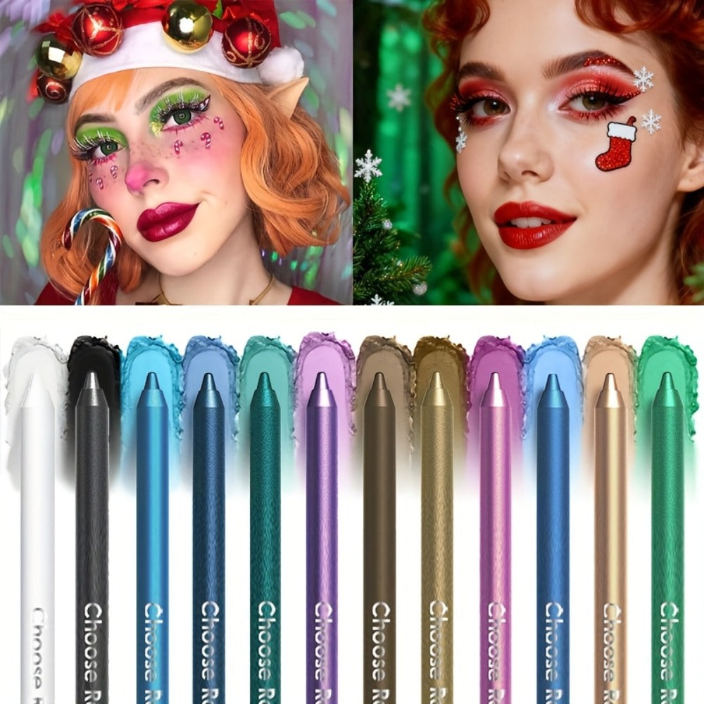 12pcs Eyeliners Set, 12 Colors Durable Eyeliners And Eyeshadows, 2 in 1 Cosmetic Eyeliners And Eyeshadows, Matte Eyeshadow Pencils, Great Any Look And Everyday Use, Long Lasting And Easy to Apply, Great Giving