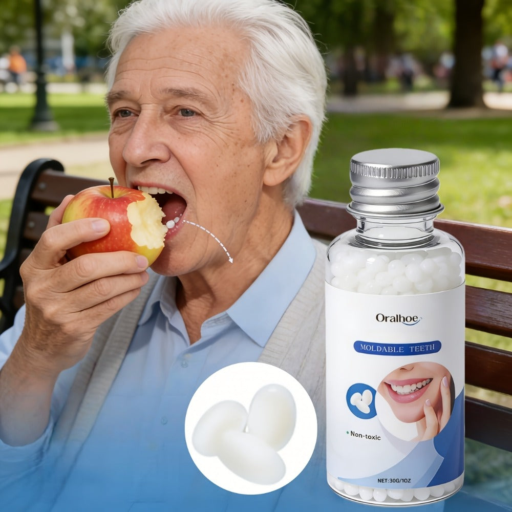 Temporary False Tooth Kit DIY Cosmetic Dental Repair Realistic Moldable Thermoplastic for Missing Broken Teeth Secure Fit Eating Daily Wear Men Women Elderly 30g