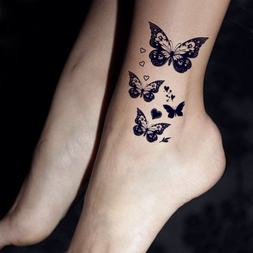3 Sheets AMIFANS Semi-Permanent Butterfly Tattoo Stickers, 2. 3" x 3. 9", Realistic Navy Blue Flying Butterflies, Long-Lasting 1-2 Weeks, Professional Temporary Tattoos for Adults, Arm and Leg Body Art