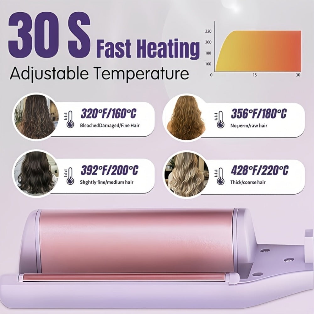 32mm Women's Curling Iron, 30-second Rapid with Adjustable Temperature Settings, Creates Long-lasting Deep U-shaped and M-shaped Curls, Delivers Salon-level Smooth Results, a Gift for Her, Mother's Day Gift