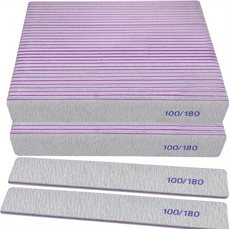 [50pcs Nail Files] 50pcs Nail Files, 100/180 Grit Emery Boards Nail File For Natural Nails And Acrylic Nails, Double Sided Emory Boards Limas Para Unas Acrilicas Profesional Fingernail Filer Reusable Manicure Gray